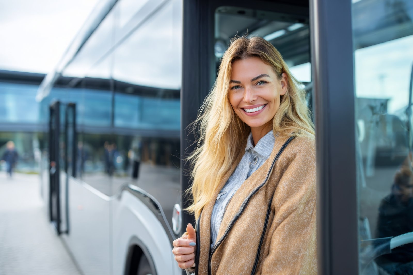 Conference delegates boarding a StarTrans shuttle outside a downtown Toronto hotel