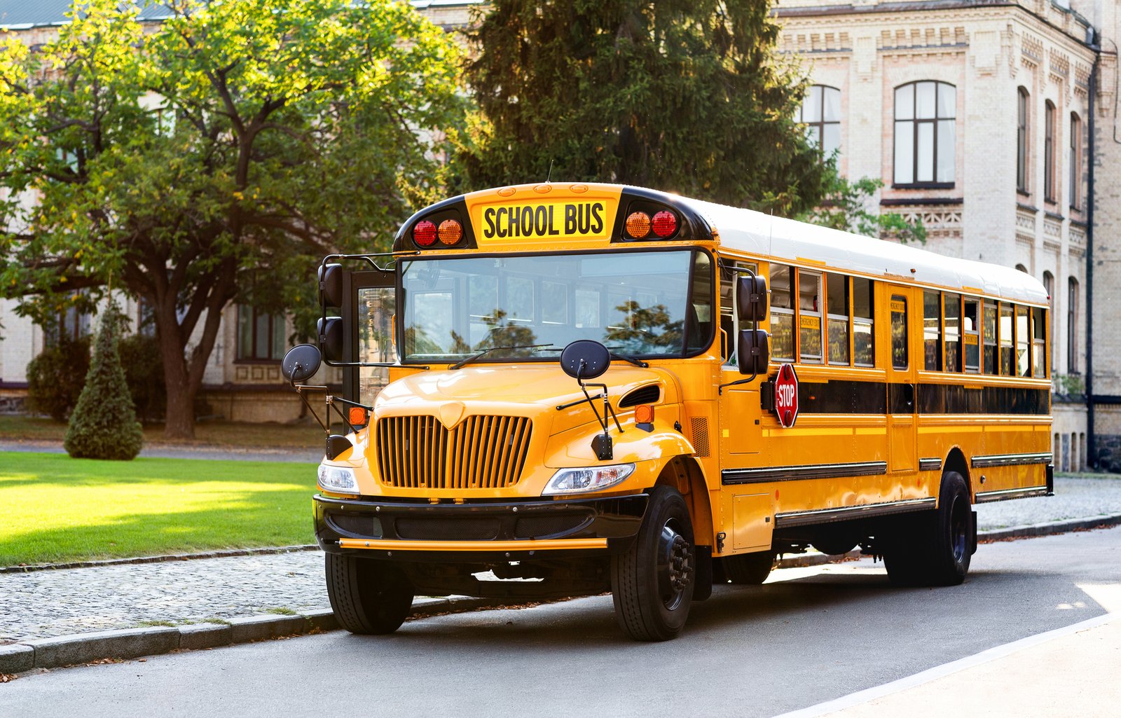 StarTrans school bus parked outside a school in Whitby, Durham Region