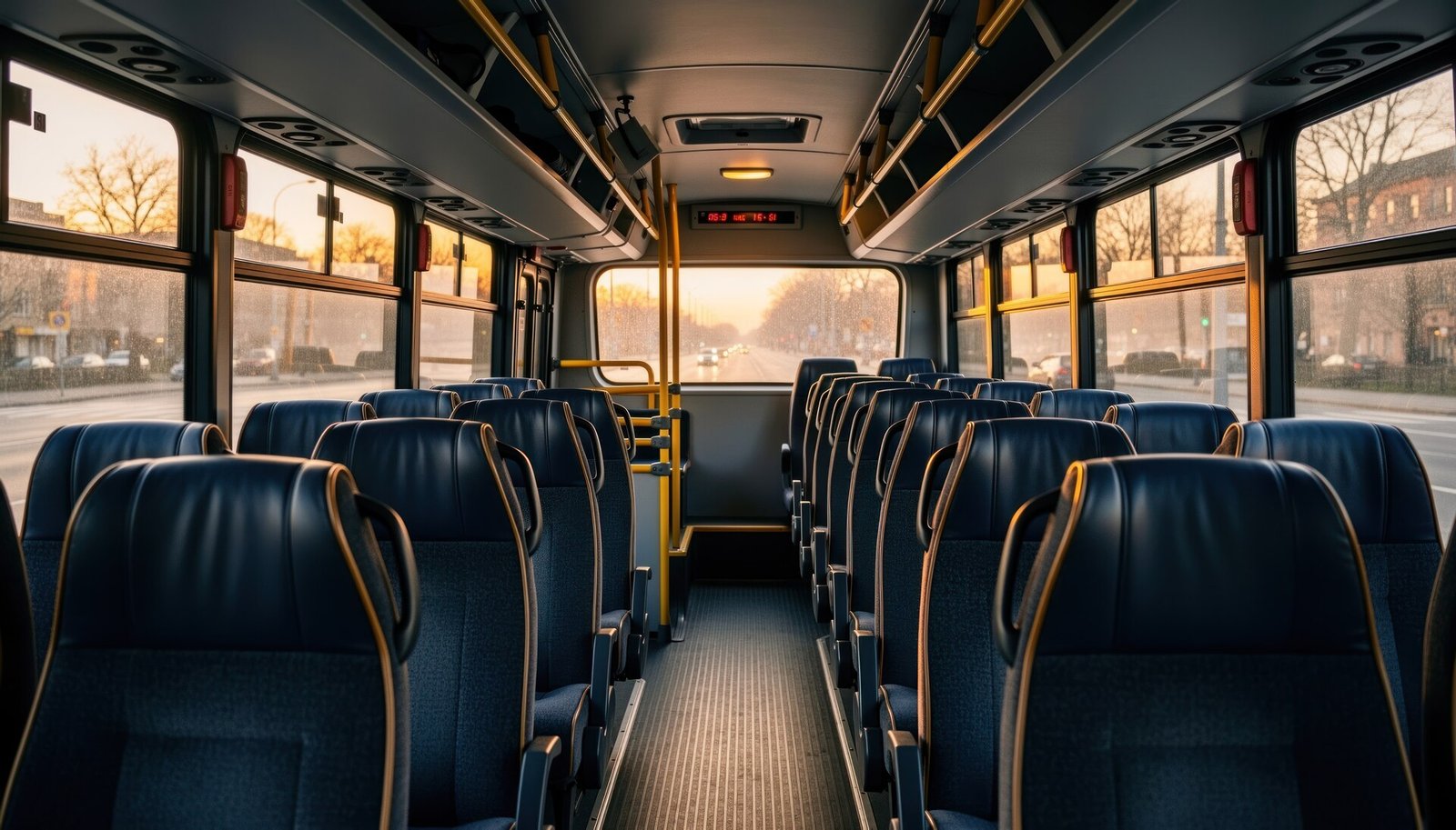 Students boarding a StarTrans coach on a university campus in Waterloo, Ontario